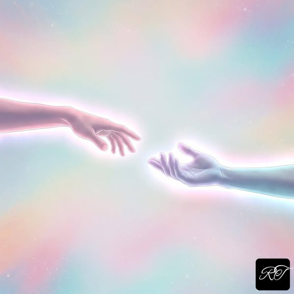 Two hands reaching out through mist, symbolizing eternal love surviving change.