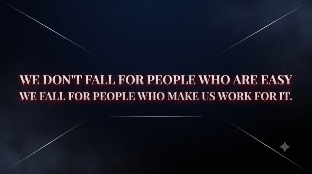 Enemy love stories opening quote — we don't fall for people who are easy