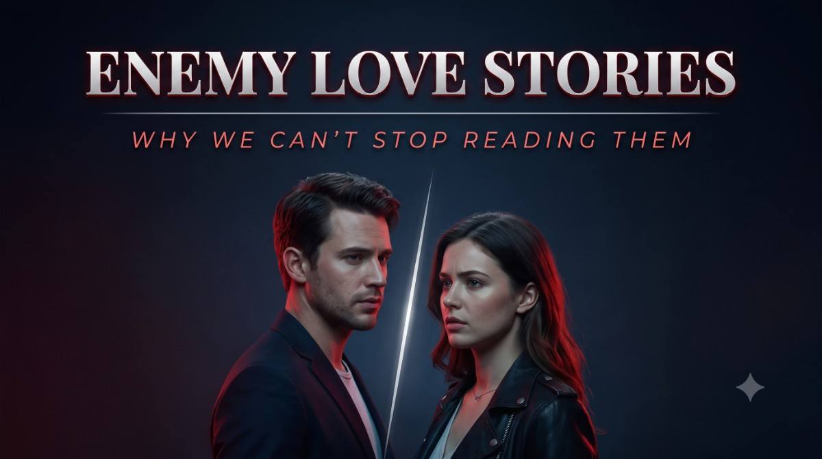 Enemy Love Stories: Why We Can’t Stop Reading Them – Feature Image Enemy love stories feature image showing two characters in dramatic tension