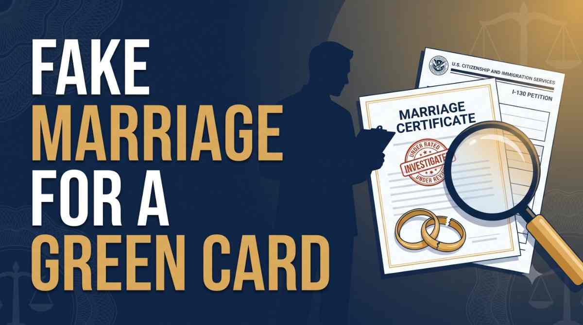 Fake Marriage for a Green Card: Warning Signs & Risks Fake marriage for a green card — conceptual image showing marriage fraud risk and immigration scrutiny